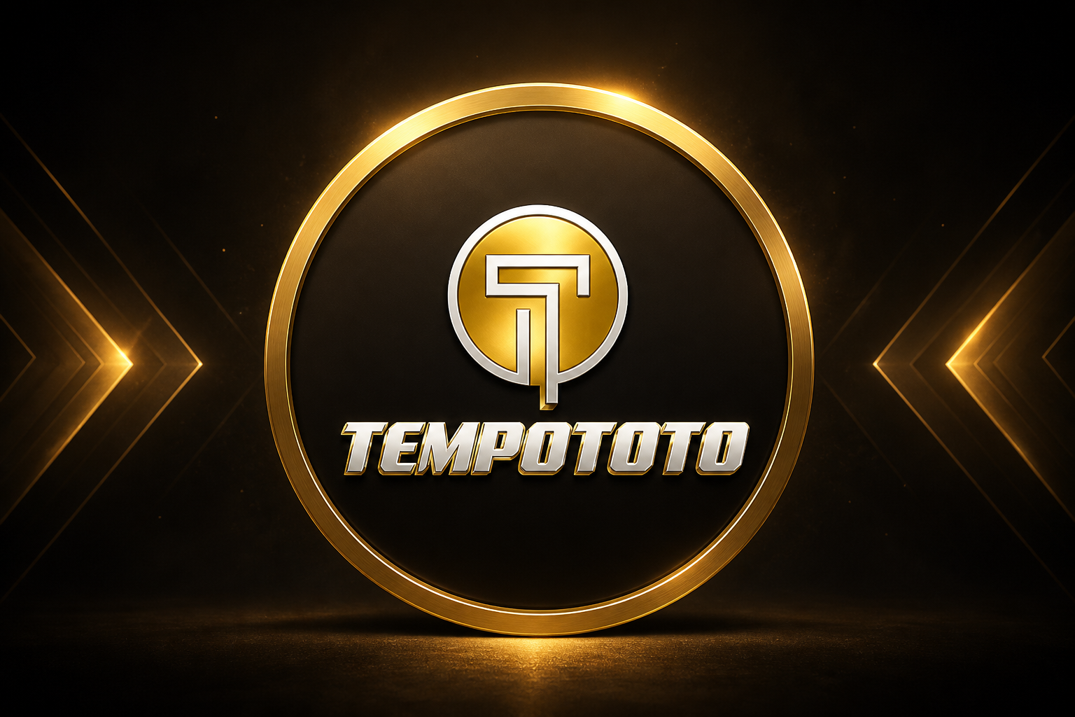 TEMPOTOTO: monogram T emas di cincin, teks TEMPOTOTO.
